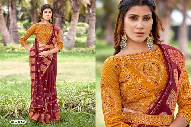 Shivali 2 5D Embroidery Blouse Cotton Jacquard Wedding Sarees Wholesale Online